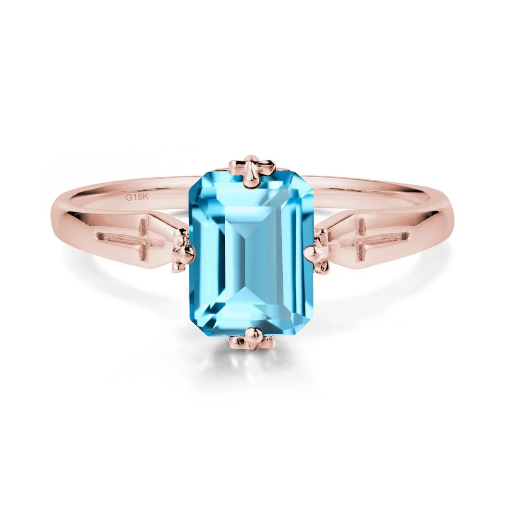 Halloween Emerlald Cut Swiss Blue Topaz Ring - Image 4