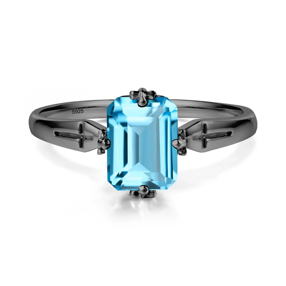 Halloween Emerlald Cut Swiss Blue Topaz Ring - Image 7