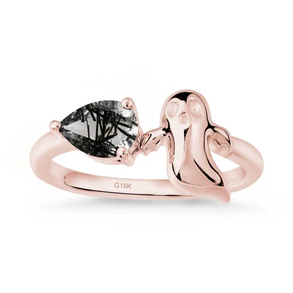 Halloween Ghost Black Rutilated Quartz Ring - Image 4