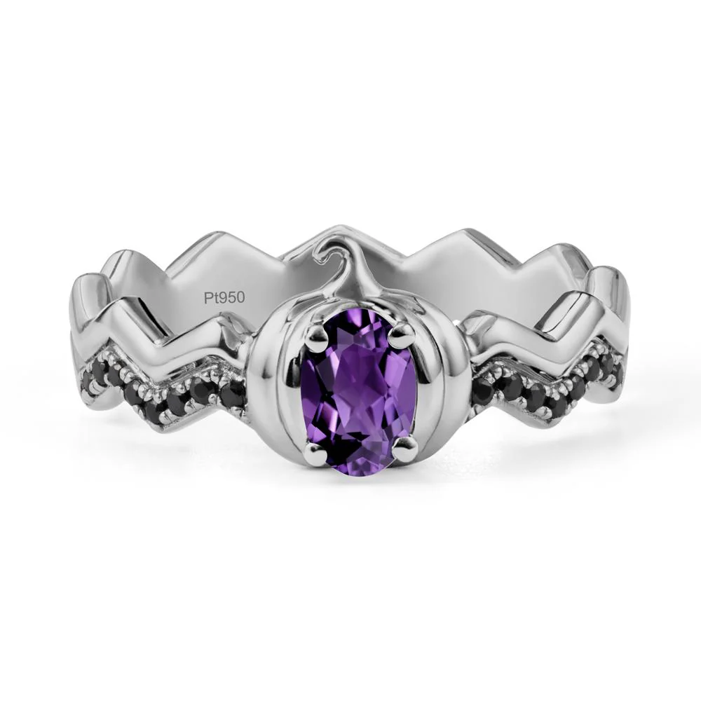 Halloween Pumpkin Amethyst and Black Spinel Ring