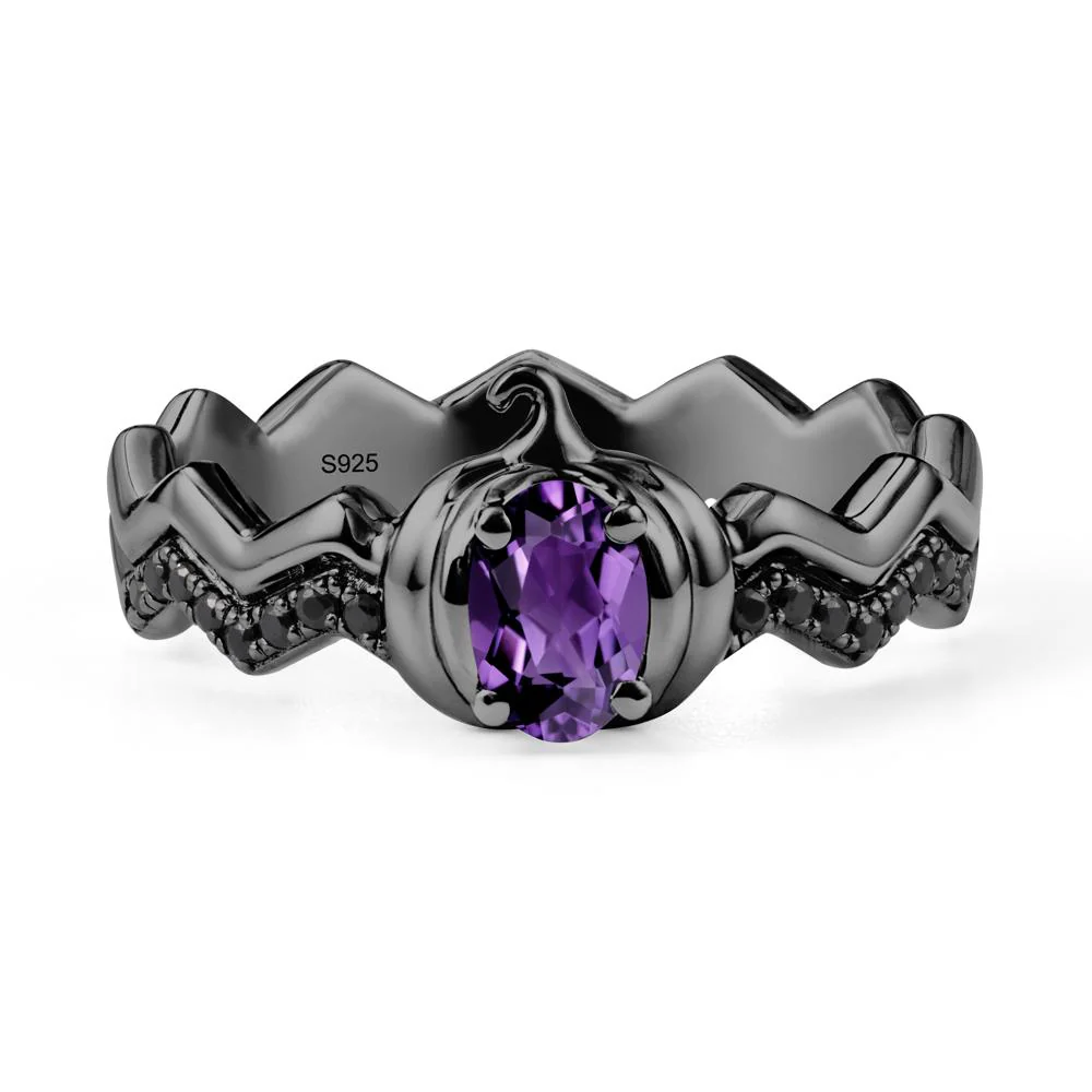 Halloween Pumpkin Amethyst and Black Spinel Ring - Image 8