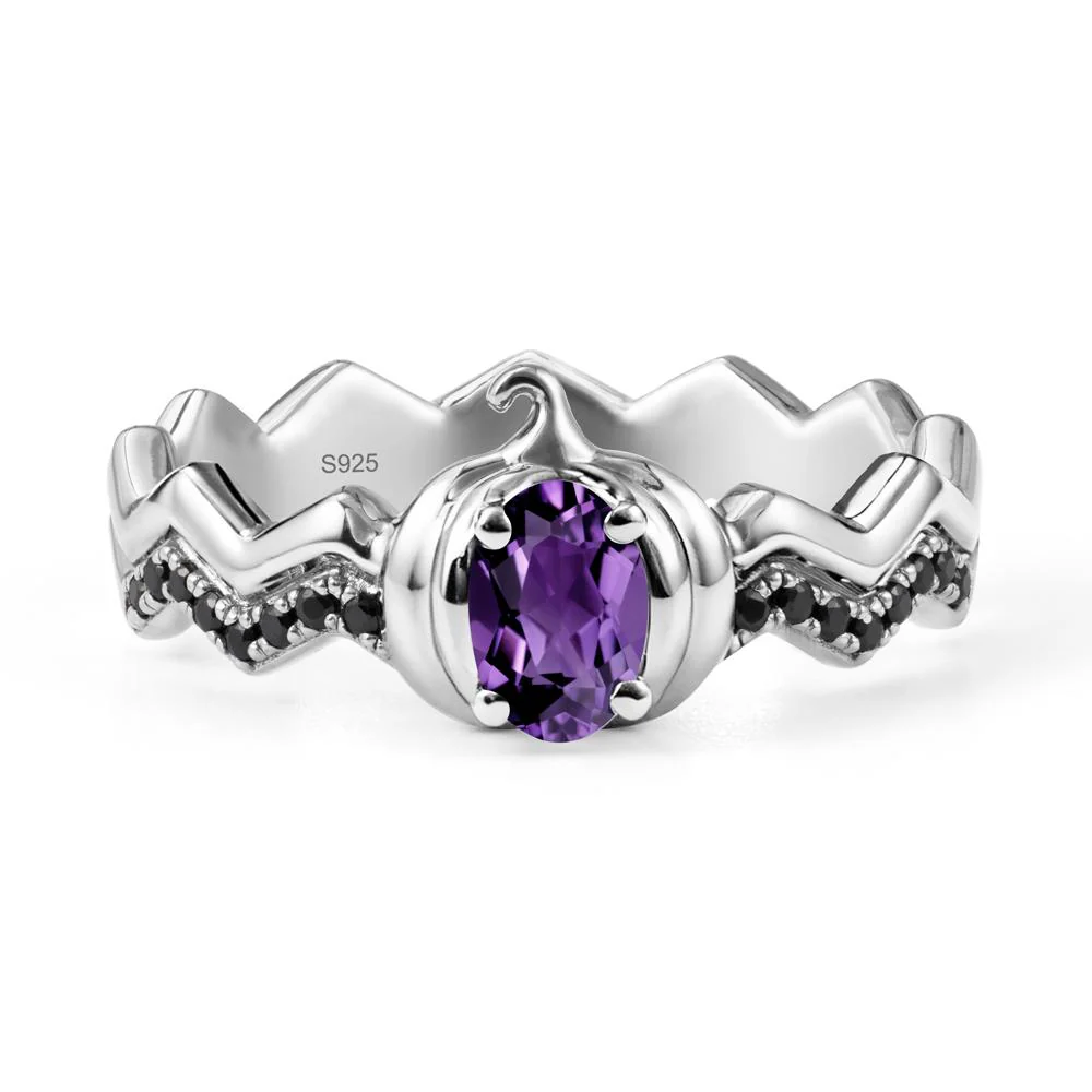 Halloween Pumpkin Amethyst and Black Spinel Ring - Image 9