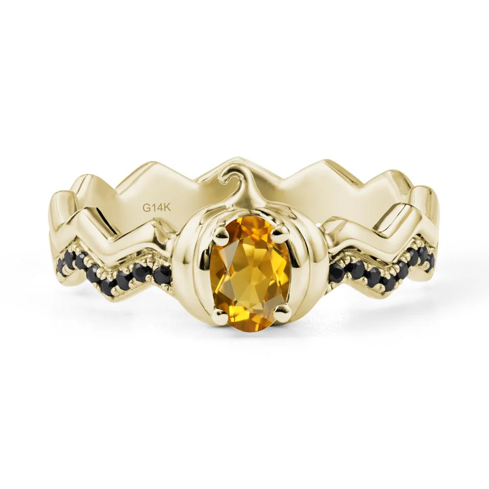 Halloween Pumpkin Citrine and Black Spinel Ring - Image 3