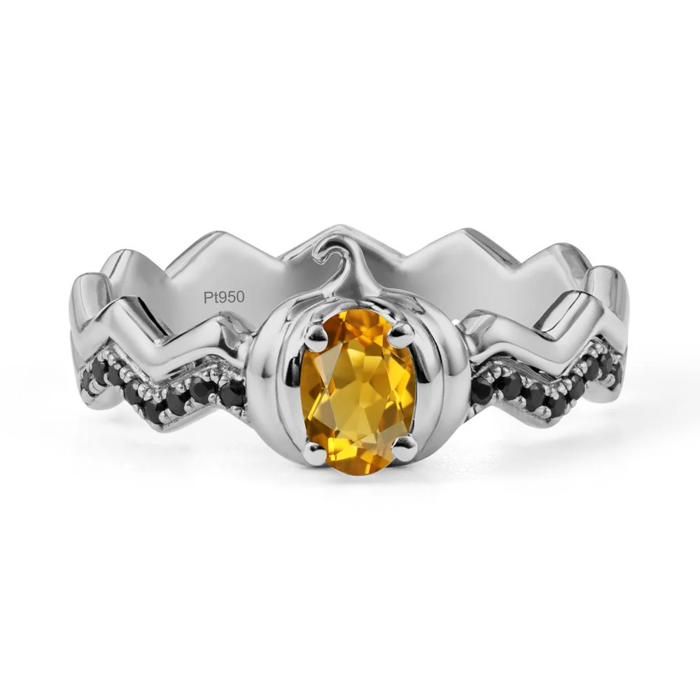 Halloween Pumpkin Citrine and Black Spinel Ring - Image 8