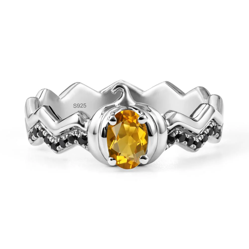 Halloween Pumpkin Citrine and Black Spinel Ring - Image 9