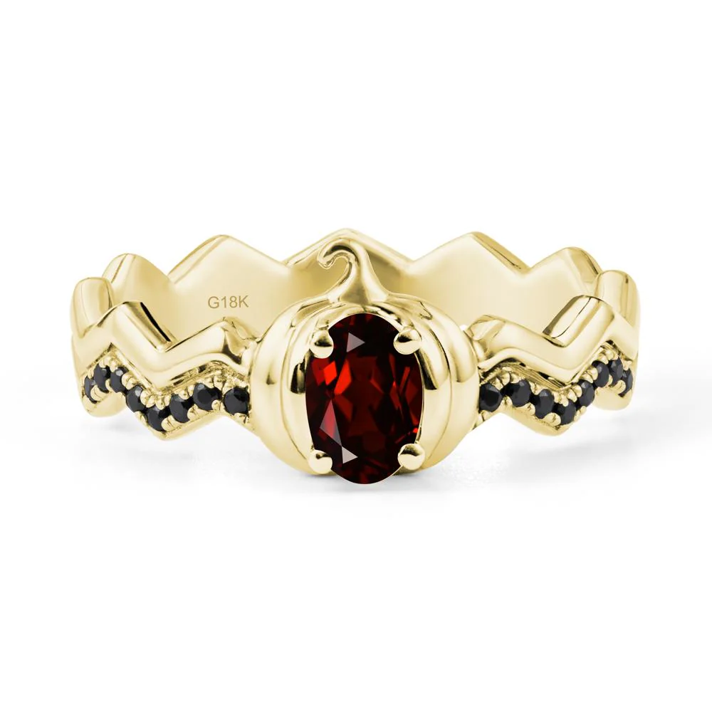 Halloween Pumpkin Garnet and Black Spinel Ring - Image 6