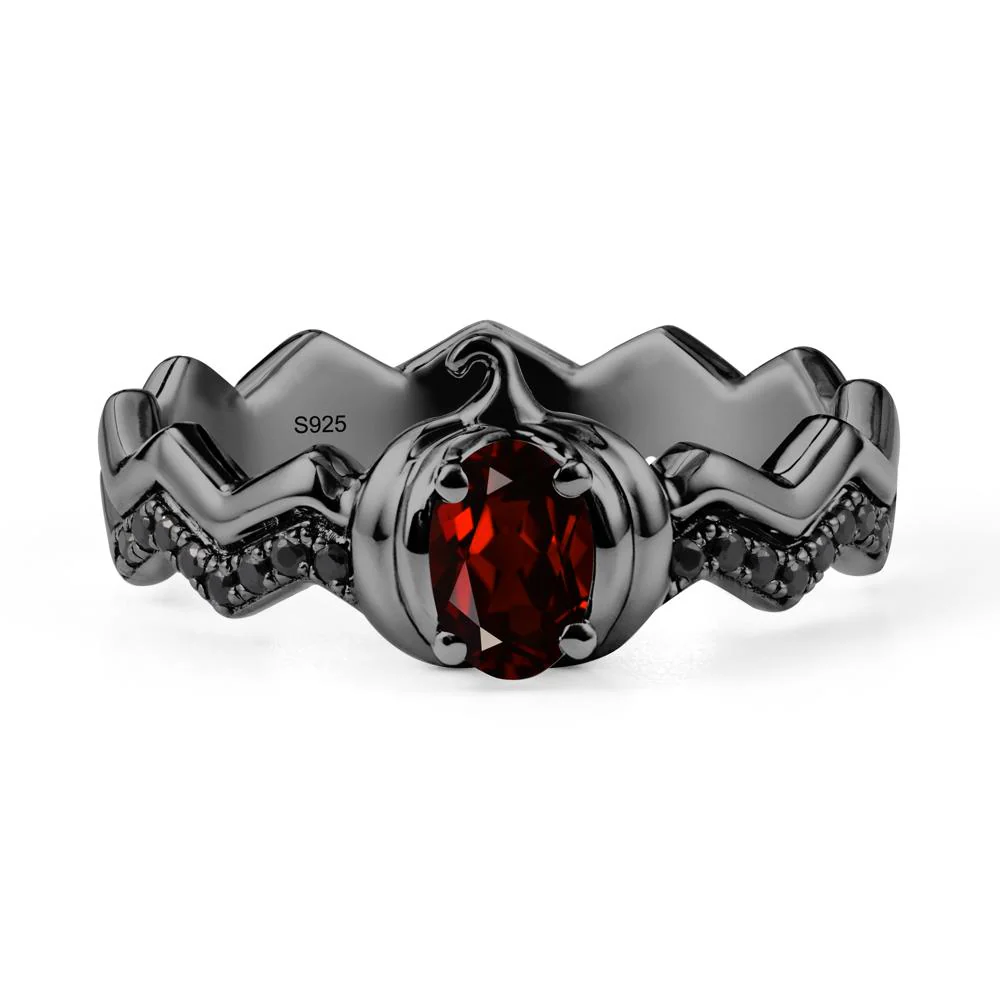 Halloween Pumpkin Garnet and Black Spinel Ring - Image 7