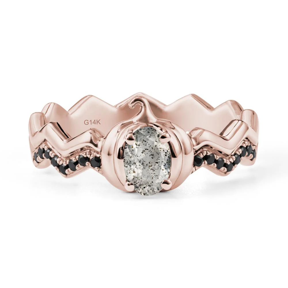 Halloween Pumpkin Herkimer Diamond and Black Spinel Ring - Image 2