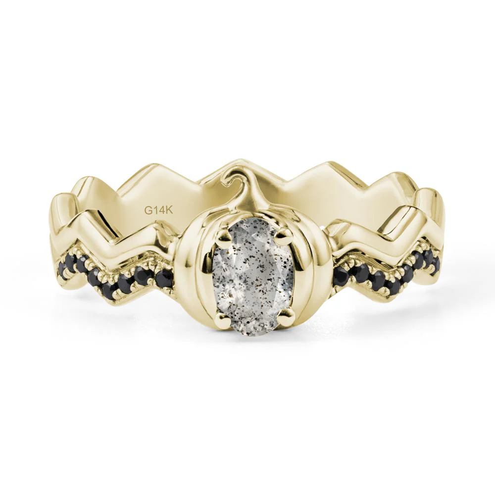 Halloween Pumpkin Herkimer Diamond and Black Spinel Ring - Image 4