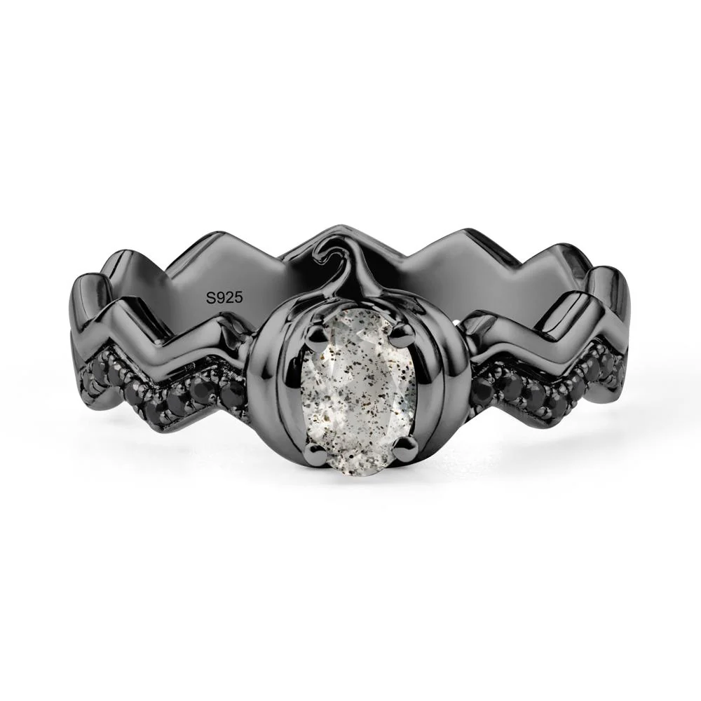 Halloween Pumpkin Herkimer Diamond and Black Spinel Ring - Image 8