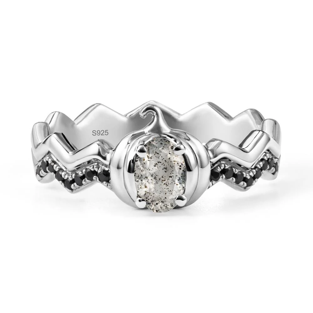 Halloween Pumpkin Herkimer Diamond and Black Spinel Ring - Image 9