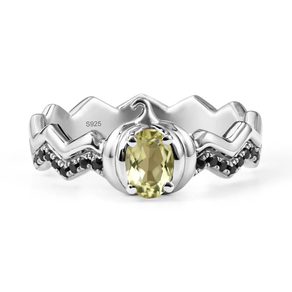Halloween Pumpkin Lemon Quartz and Black Spinel Ring - Image 9