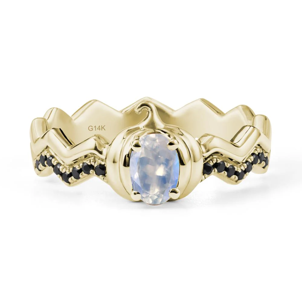 Halloween Pumpkin Moonstone and Black Spinel Ring - Image 4