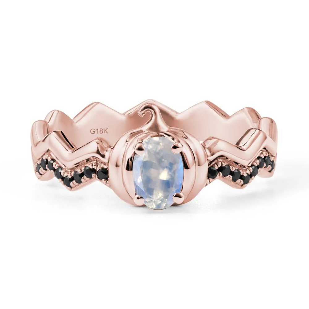 Halloween Pumpkin Moonstone and Black Spinel Ring - Image 5