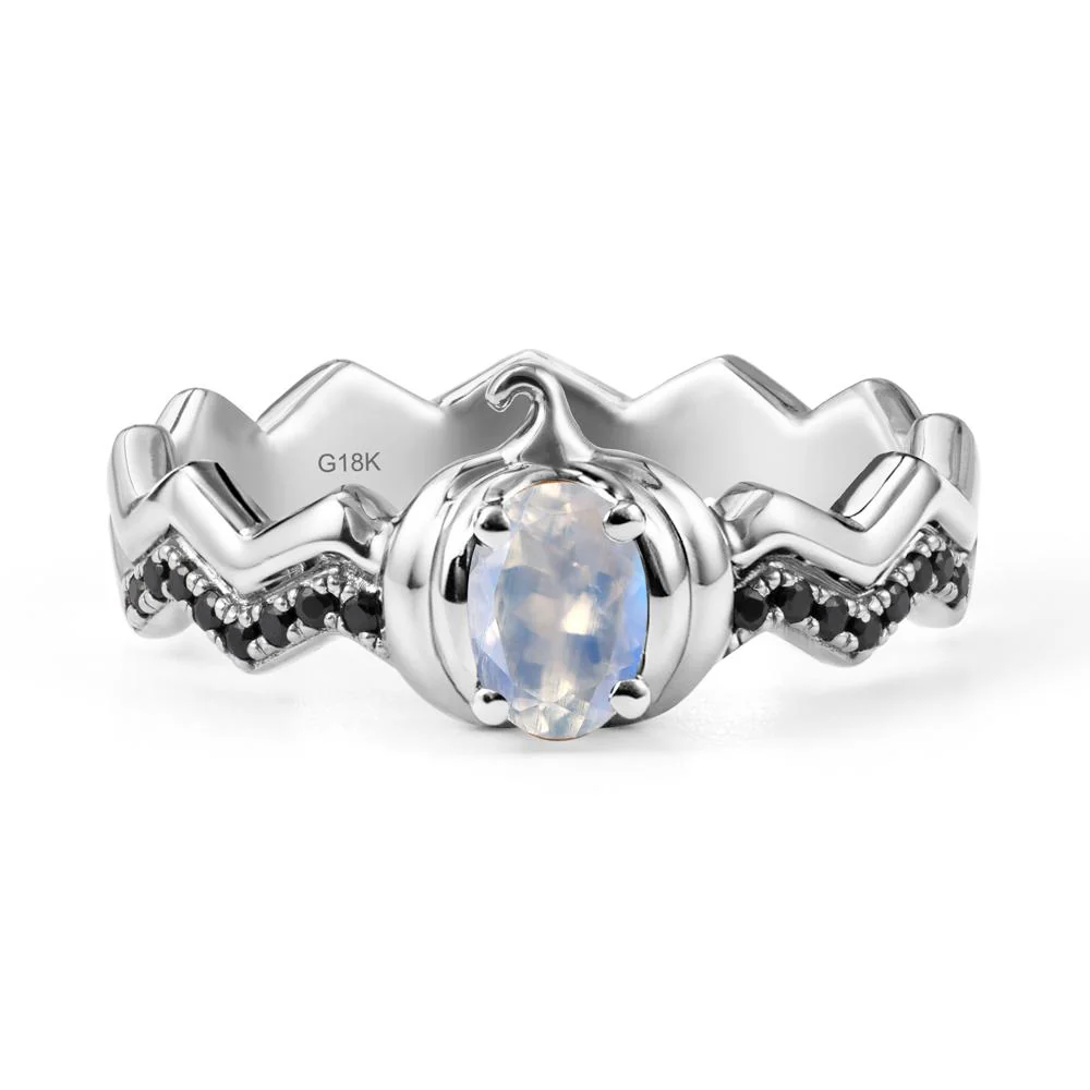 Halloween Pumpkin Moonstone and Black Spinel Ring - Image 6