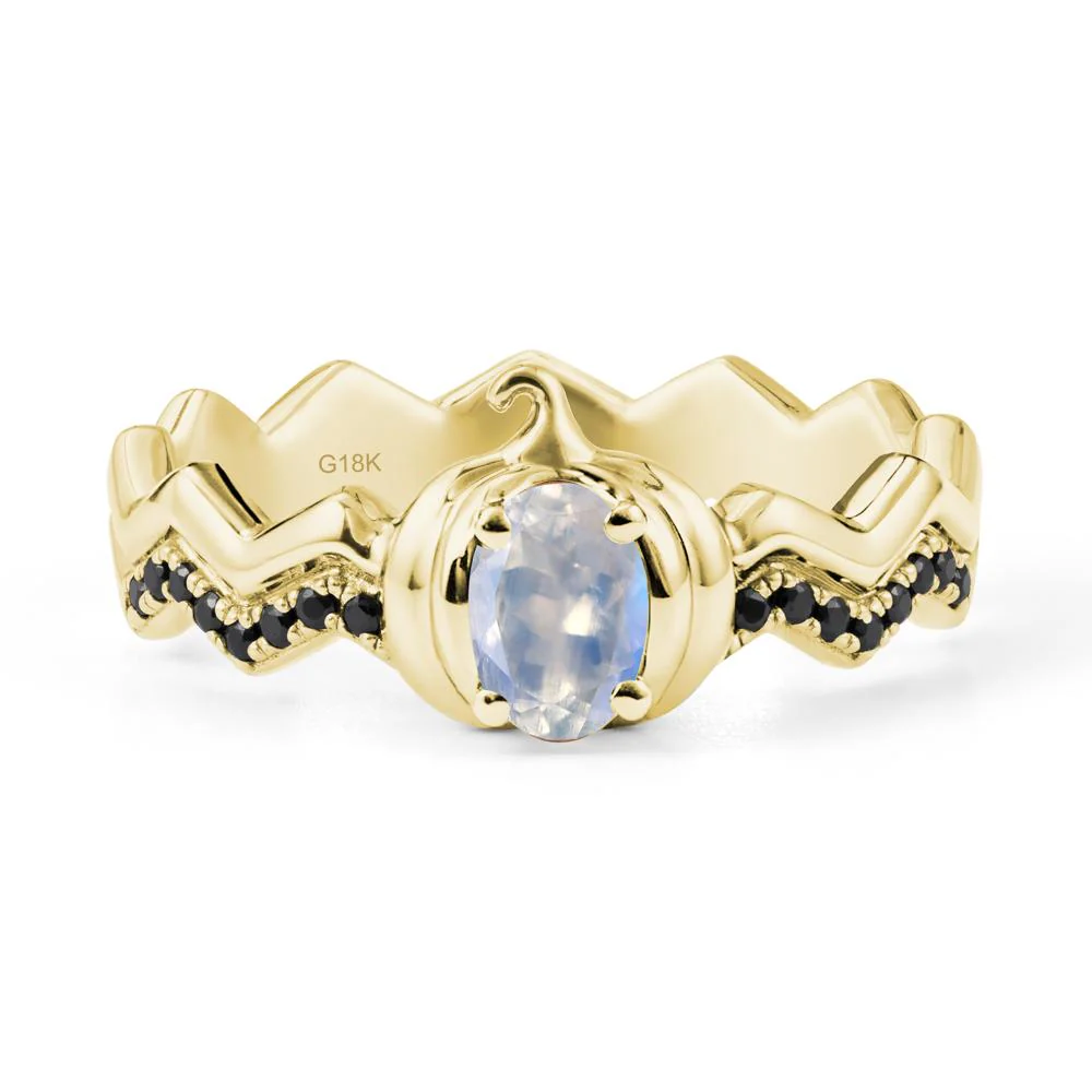 Halloween Pumpkin Moonstone and Black Spinel Ring - Image 7