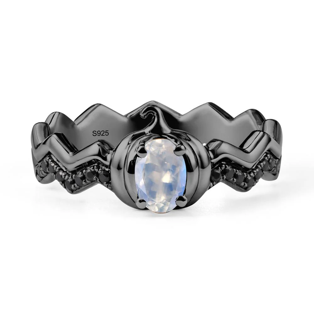 Halloween Pumpkin Moonstone and Black Spinel Ring - Image 8