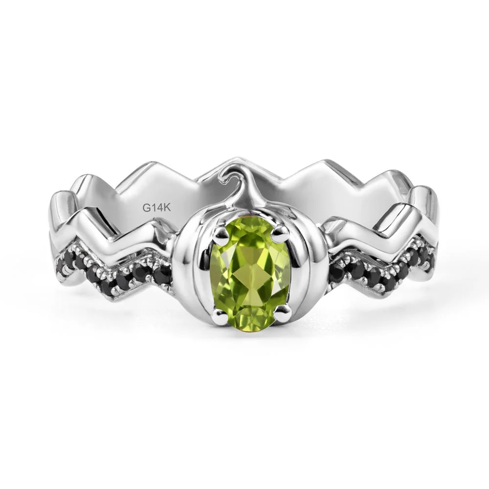 Halloween Pumpkin Peridot and Black Spinel Ring - Image 3