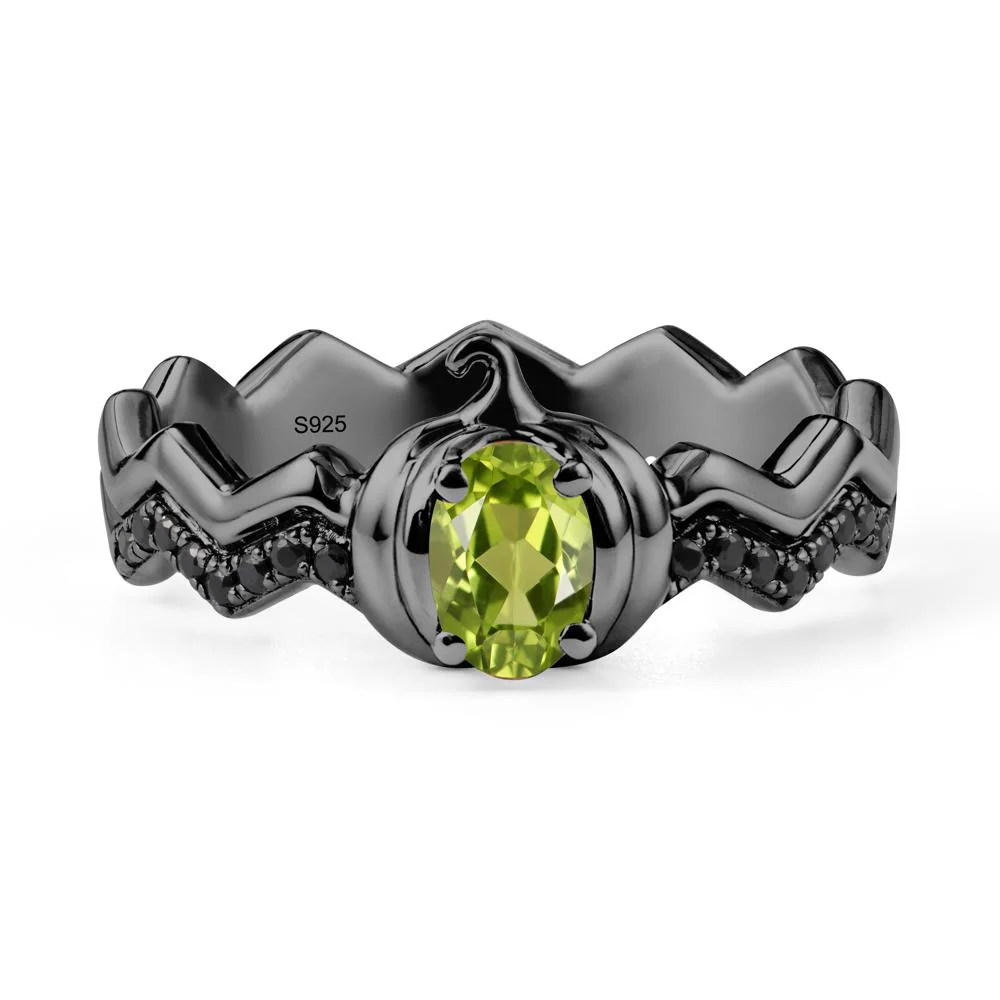 Halloween Pumpkin Peridot and Black Spinel Ring - Image 8