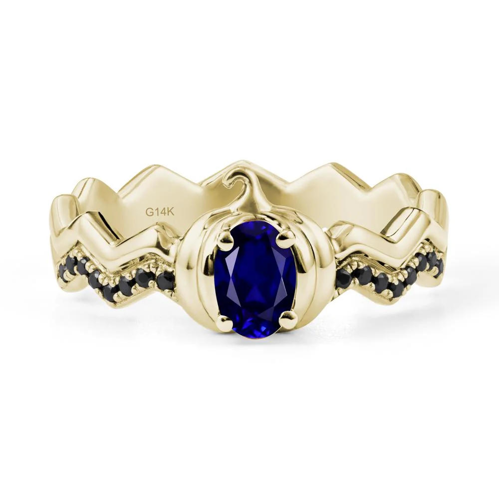 Halloween Pumpkin Sapphire and Black Spinel Ring