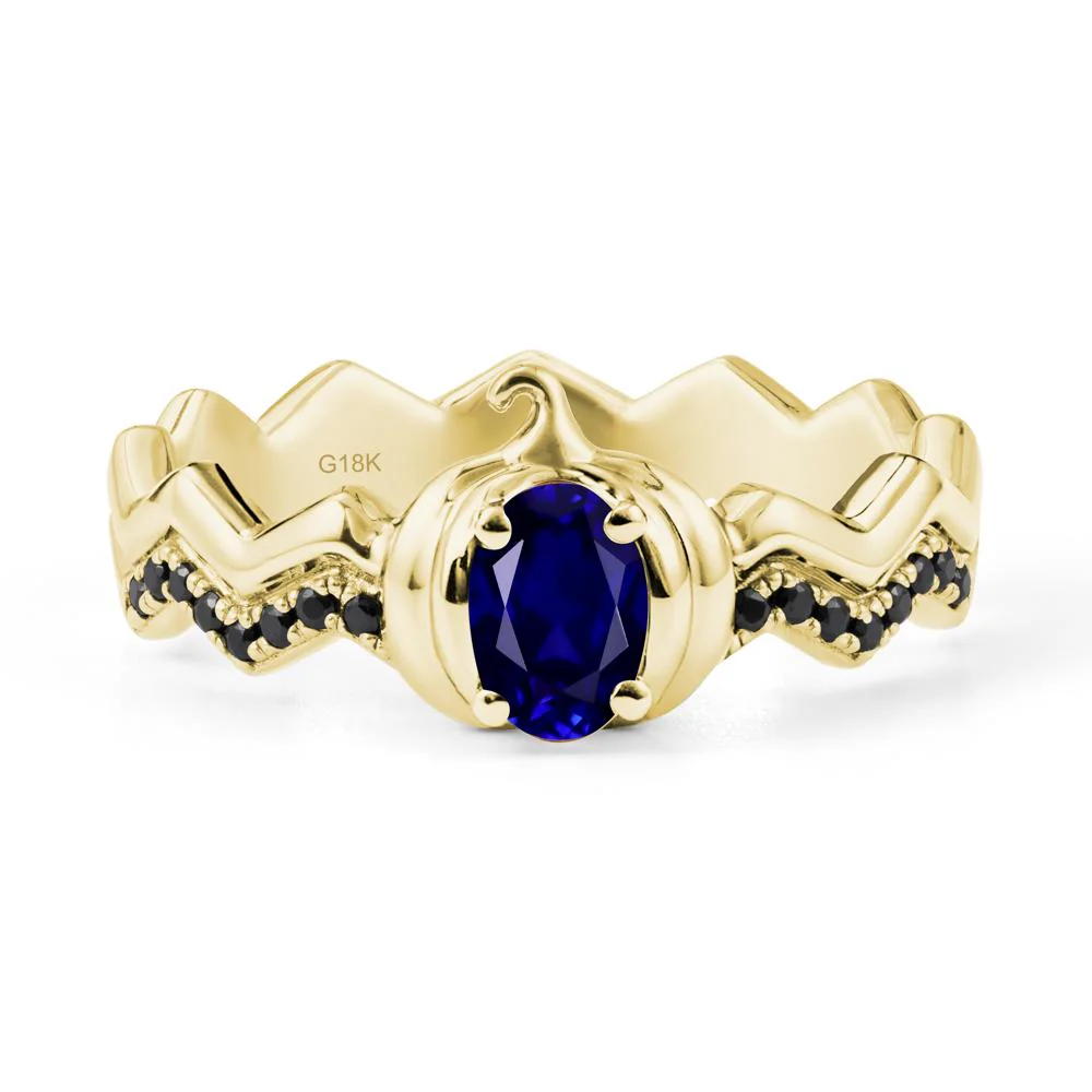 Halloween Pumpkin Sapphire and Black Spinel Ring - Image 6