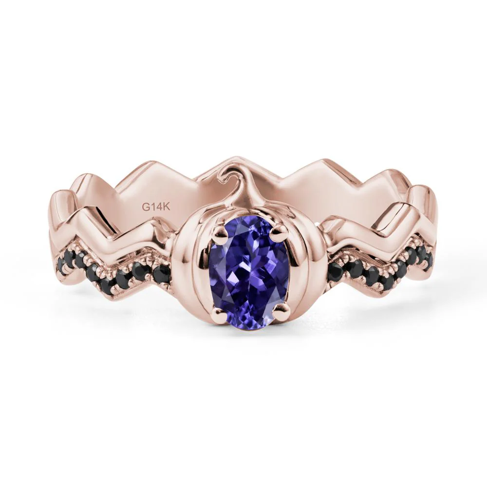 Halloween Pumpkin Tanzanite and Black Spinel Ring - Image 2