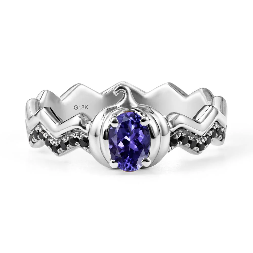 Halloween Pumpkin Tanzanite and Black Spinel Ring - Image 6