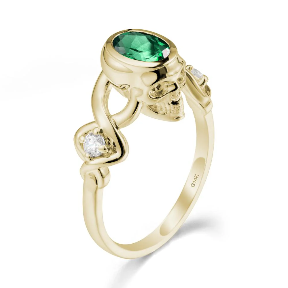 Halloween Skull Oval Emerald Ring
