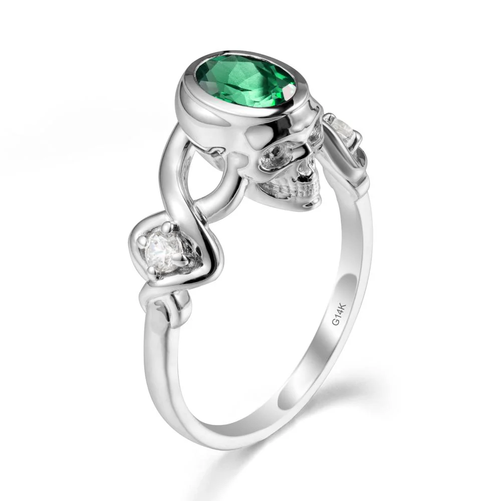 Halloween Skull Oval Emerald Ring - Image 3