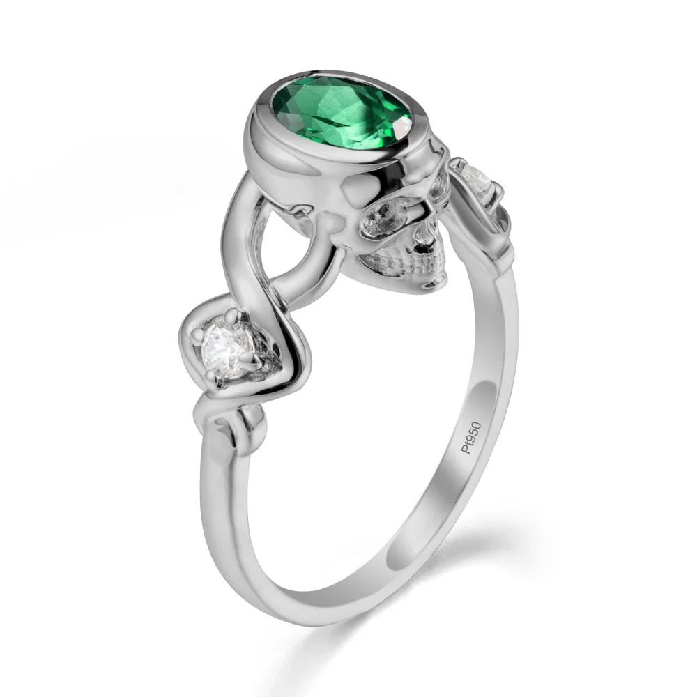 Halloween Skull Oval Emerald Ring - Image 8