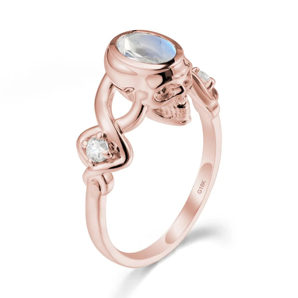 Halloween Skull Oval Moonstone Ring - Image 4