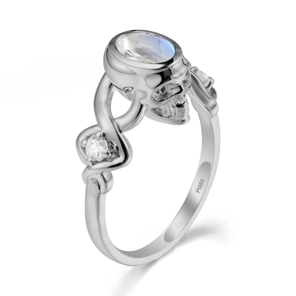 Halloween Skull Oval Moonstone Ring - Image 8