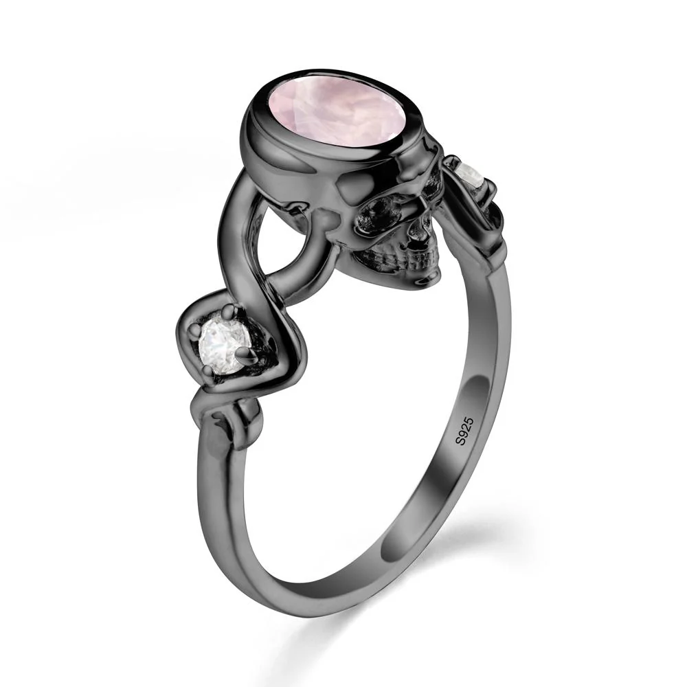 Halloween  Skull Oval Rose Quartz Ring - Image 7