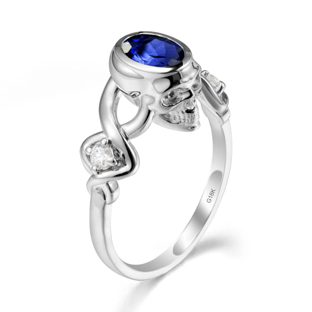 Halloween  Skull Oval Sapphire Ring - Image 5