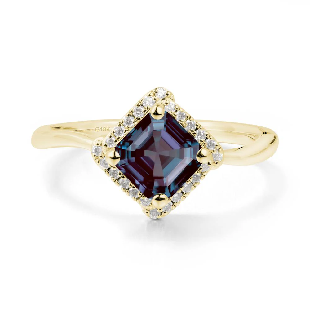 Halo Asscher Alexandrite Ring - Image 7