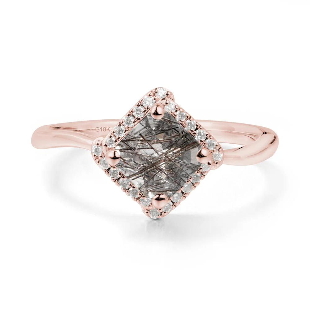 Halo Asscher Black Rutilated Quartz Ring - Image 7