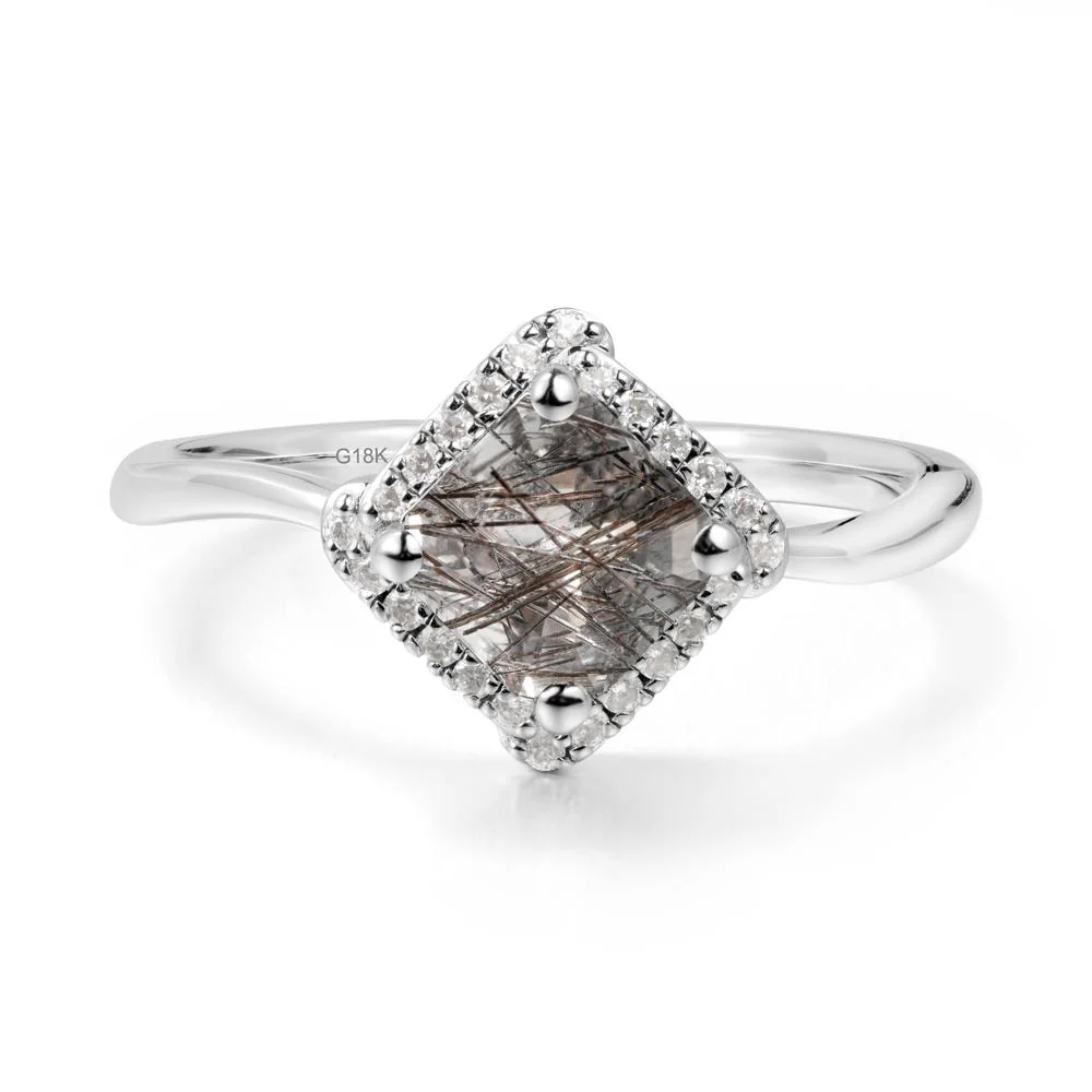 Halo Asscher Black Rutilated Quartz Ring - Image 9