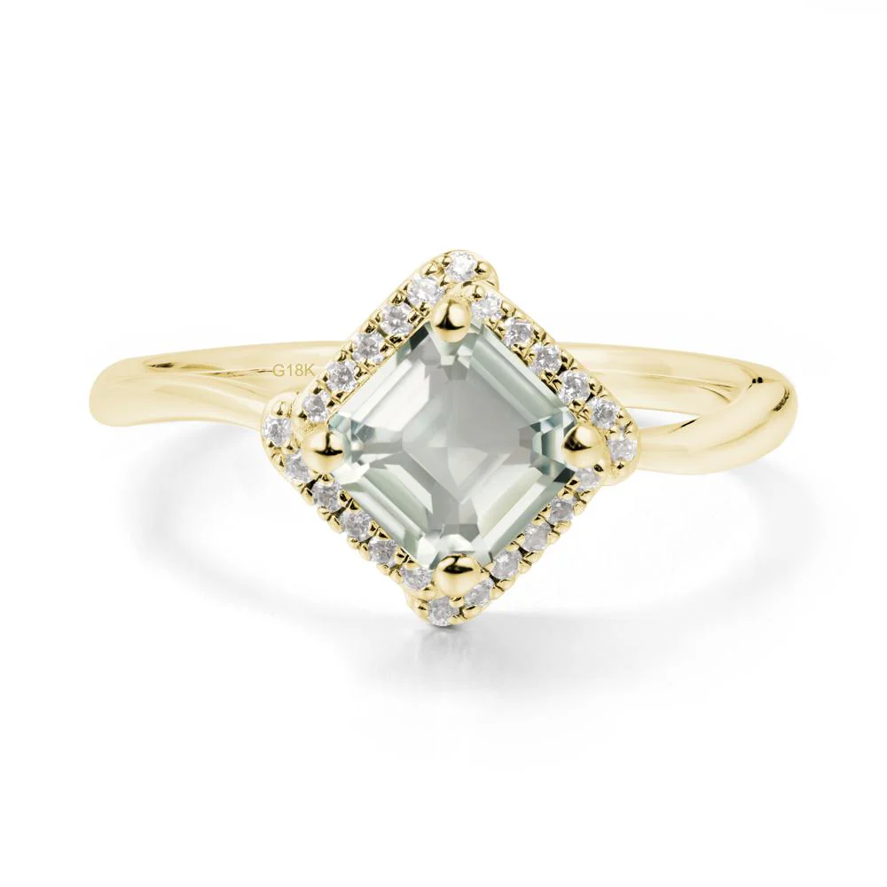 Halo Asscher Green Amethyst Ring - Image 4