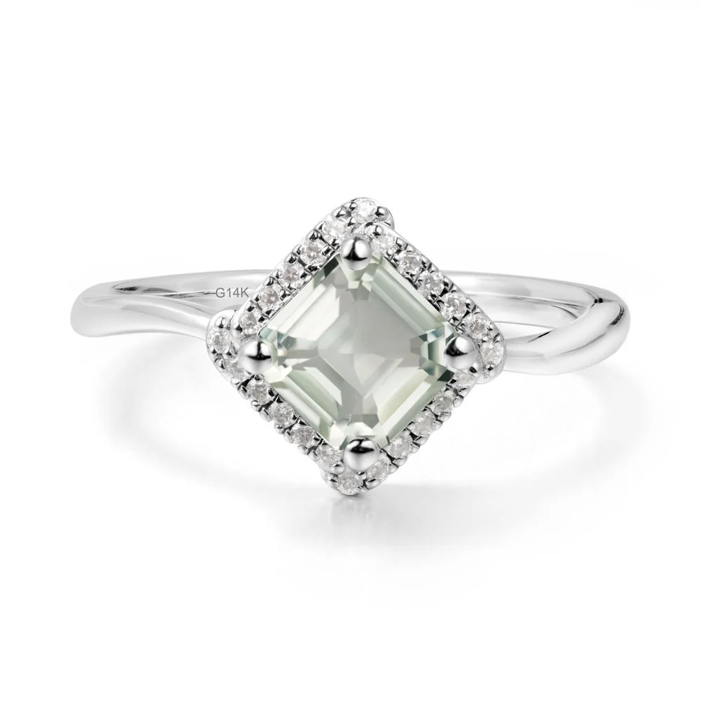 Halo Asscher Green Amethyst Ring - Image 6