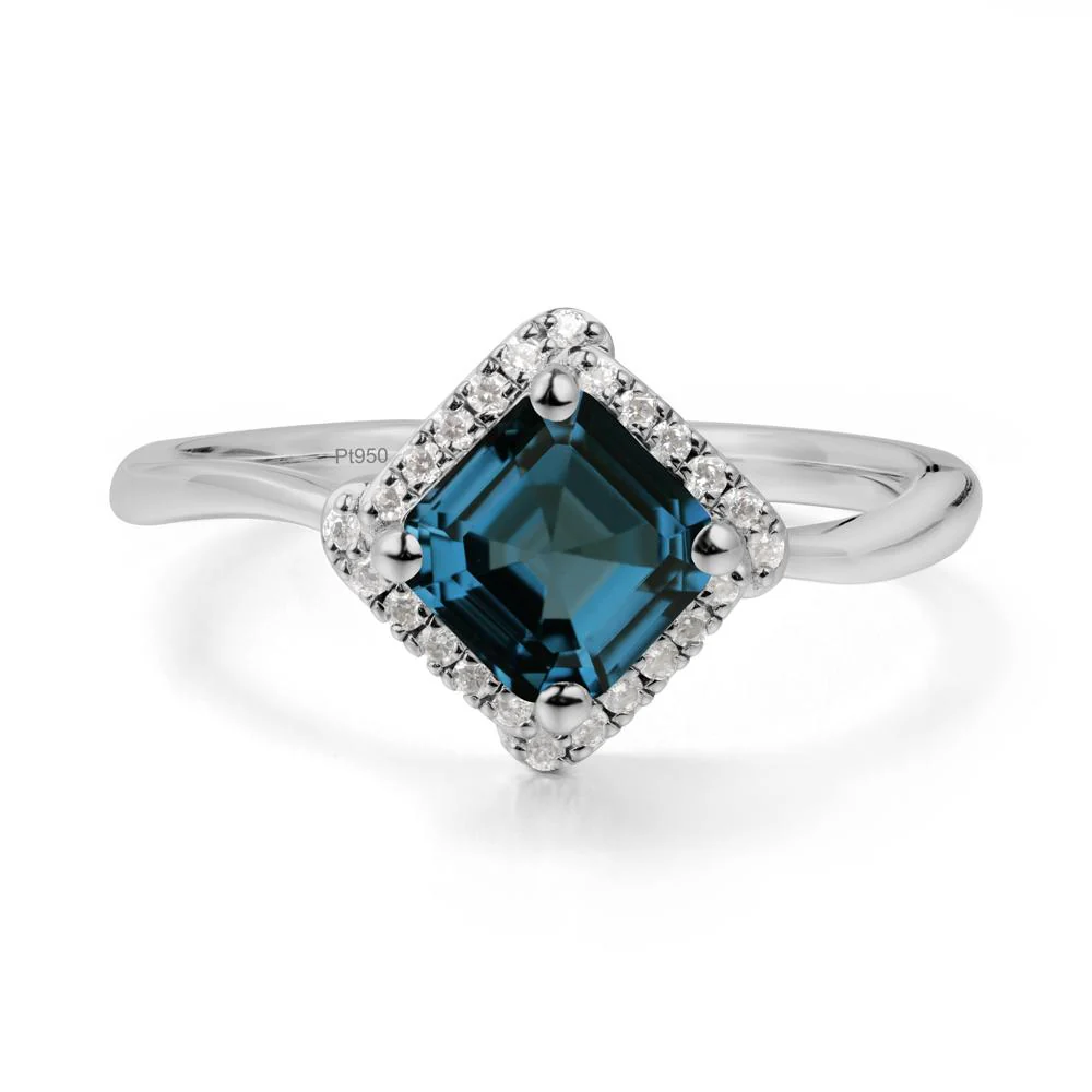 Halo Asscher London Blue Topaz Ring