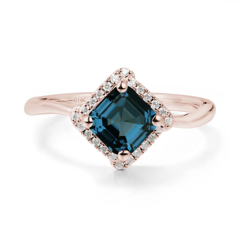 Halo Asscher London Blue Topaz Ring - Image 5