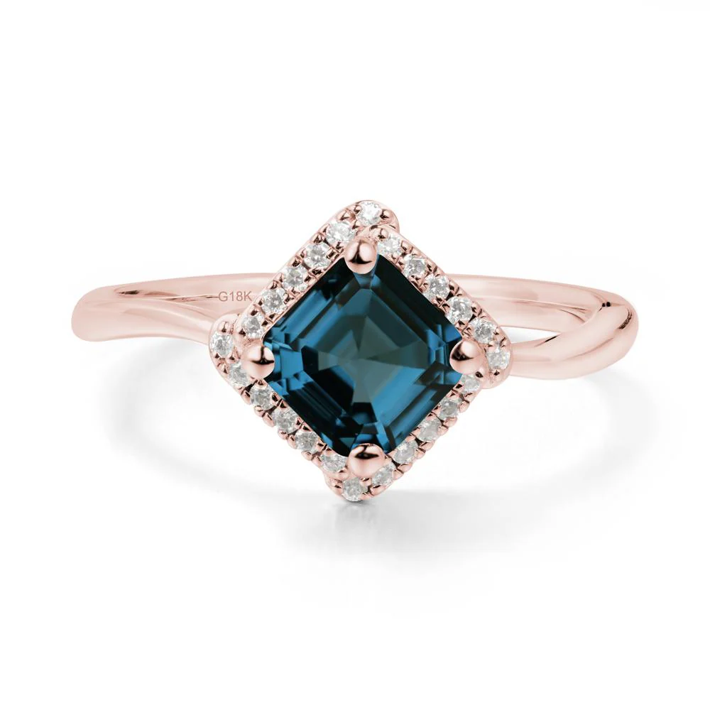 Halo Asscher London Blue Topaz Ring - Image 7