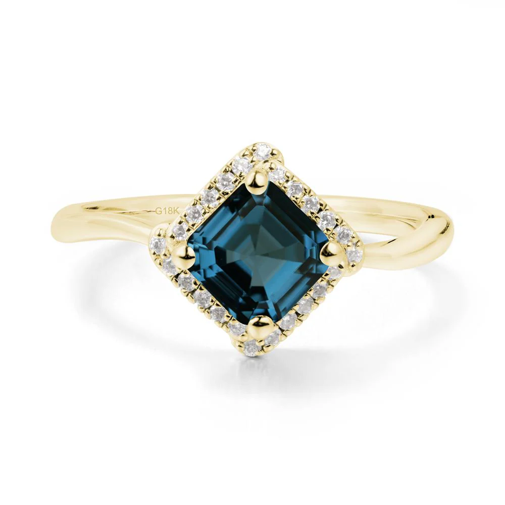Halo Asscher London Blue Topaz Ring - Image 8
