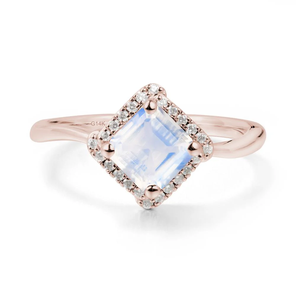 Halo Asscher Moonstone Ring - Image 3