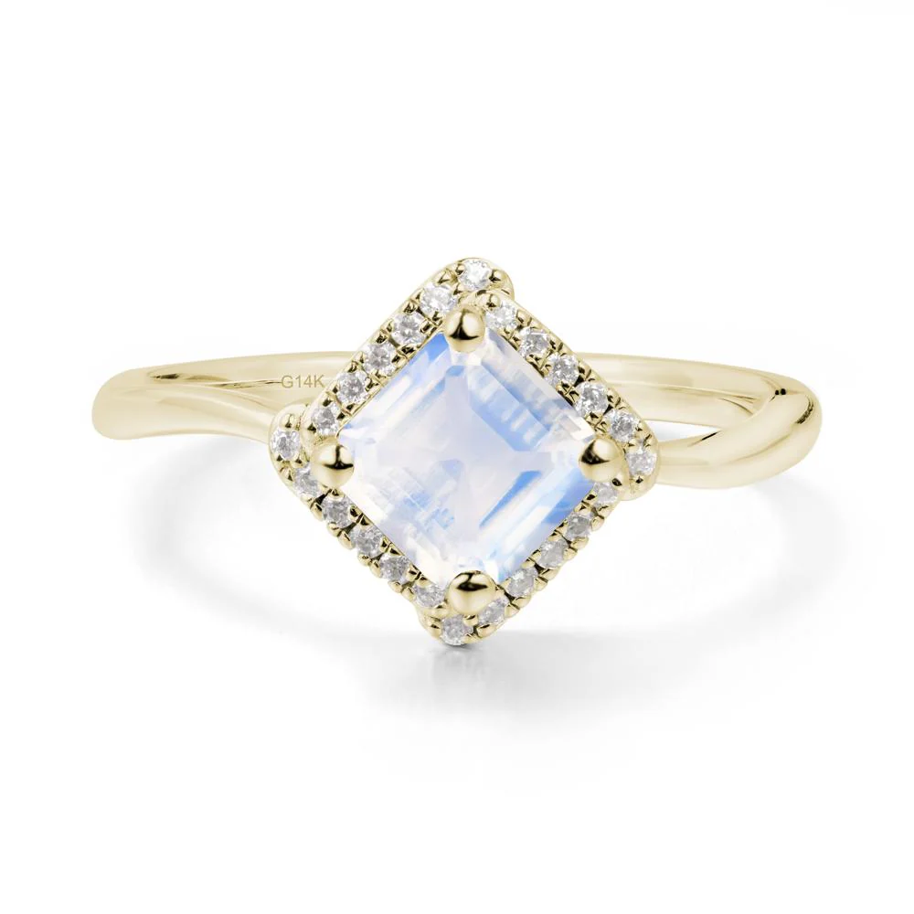 Halo Asscher Moonstone Ring - Image 4