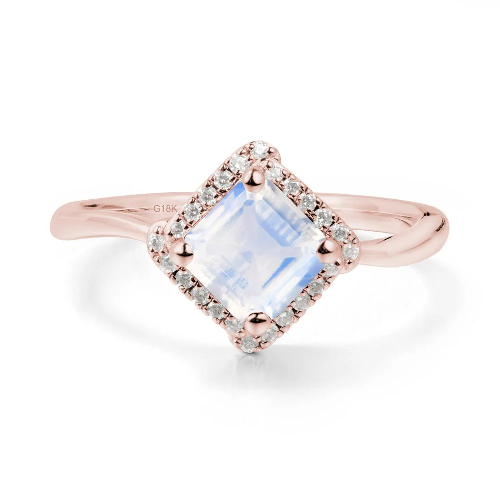 Halo Asscher Moonstone Ring - Image 6