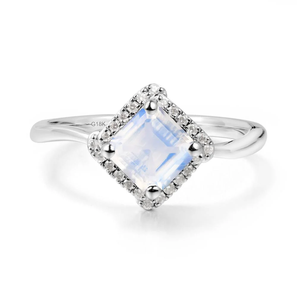 Halo Asscher Moonstone Ring - Image 9