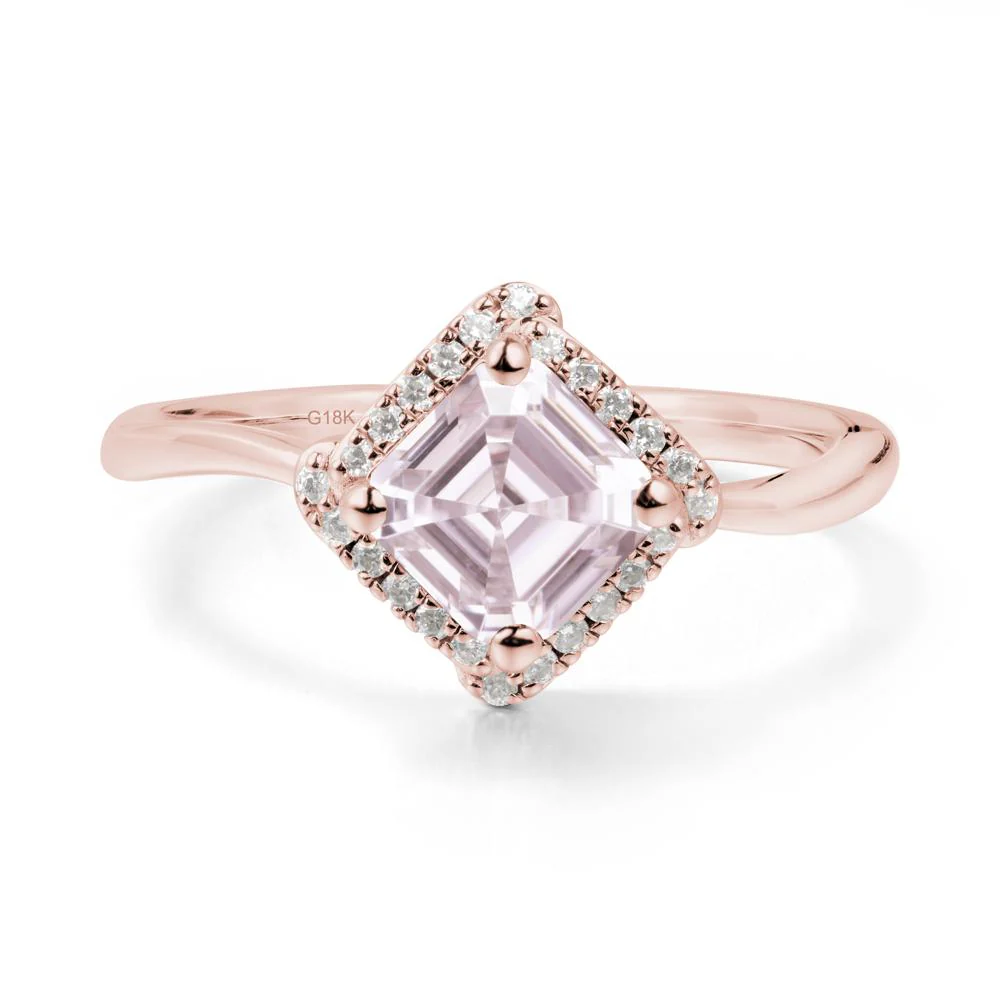 Halo Asscher Pink Cubic Zirconia Ring - Image 4