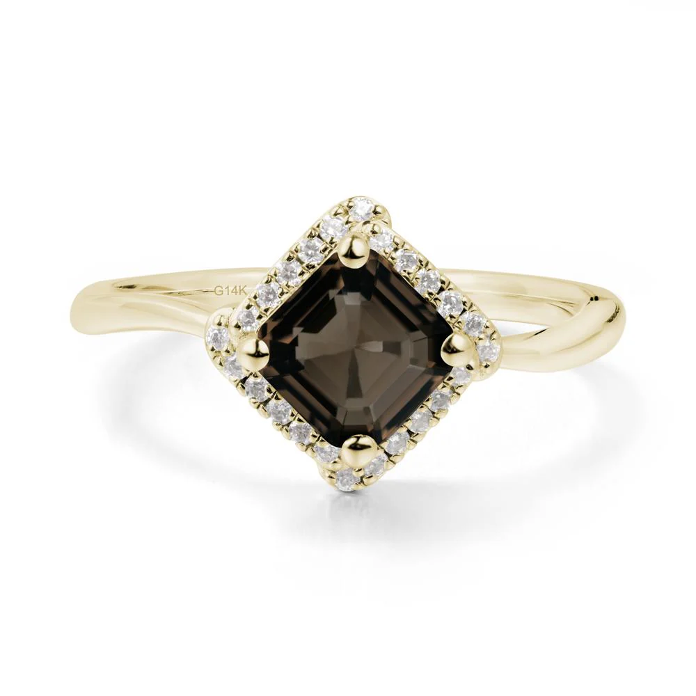 Halo Asscher Smoky Quartz Ring