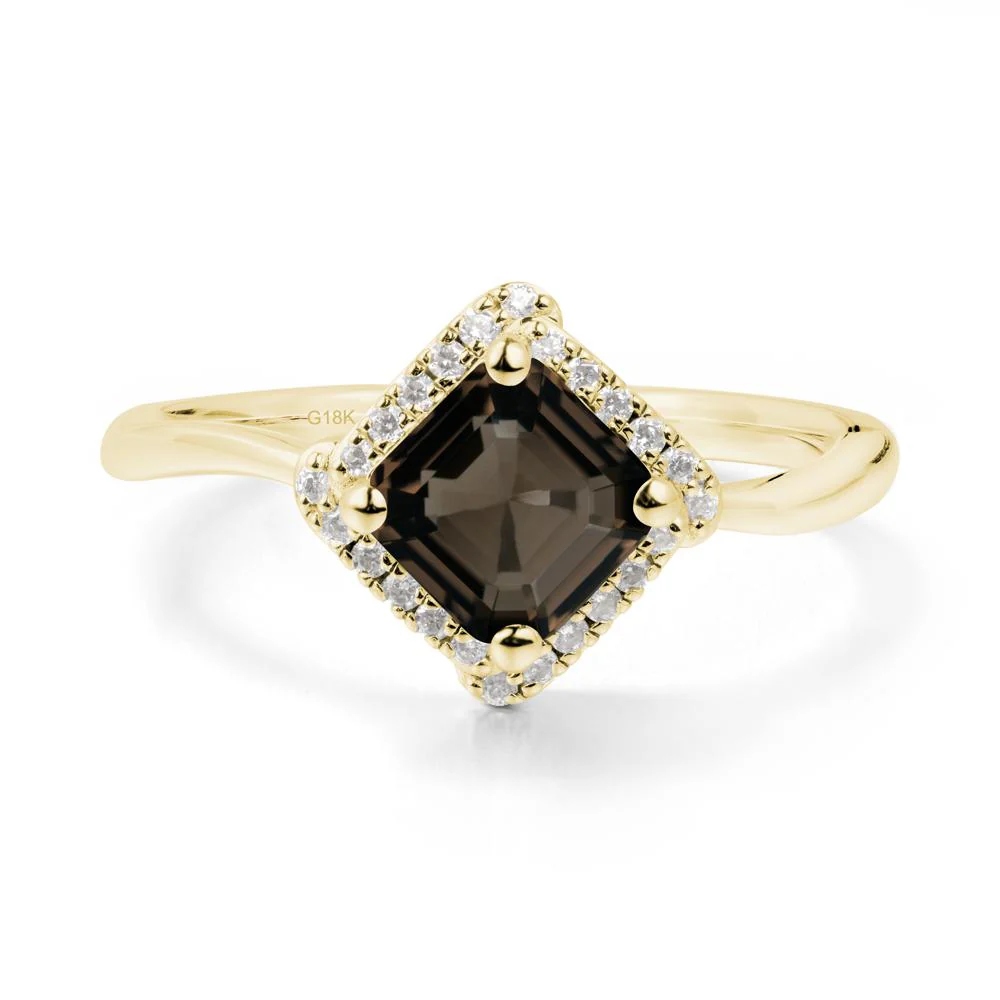 Halo Asscher Smoky Quartz Ring - Image 2